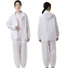 Ropa de Trabajo Antidust Antiestática con Capucha Conjunto de Dos Piezas Parte Superior Pintura en Spray Protección Laboral Blanco y Azul Taller Capucha de Dientes Grandes Hombre