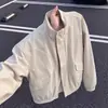 Chamarra bomber de cuello alto cleanfit para hombre otoño americana deconstruida empalmada silueta de chaqueta de béisbol corta chaqueta de trabajo