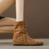 Botines Vaqueros Martin Huecos Vintage para Mujer, Nuevo Estilo Verano 2026, Sandalias Planas Perforadas, Botines Cortos Finos Transpirables de Moda para Mujer