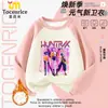 Conjunto de Dos Piezas con Forro de Felpa Kpop Hunter's Witch Group Otoño e Invierno 2025 para Niñas, Sudadera y Pantalones, Traje Infantil Mediano y Grande de Moda