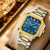 2026 Novo Modelo Quadrado Patek Moda Calendário Pulseira de Aço Masculino Negócios Transfronteiriço Cronógrafo Moda À Prova D'água Relógio de Quartzo