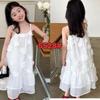 Vestido de Tirantes Blanco Liso Teñido Tie-Dye Estilo Étnico para Niños Vestido de Tirantes para Niñas Venta al por Mayor