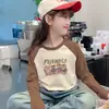 Ropa interior térmica de forro polar para niñas Otoño Invierno Estilo Nuevo Ropa interior para niños medianos y grandes Camiseta de manga larga con bloques de color cálido y elegante Parte superior de cuello redondo