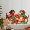 Adesivo de Parede Autoadesivo Dachshund de Natal Removível para Quarto Decalque Decorativo de Atmosfera Festiva