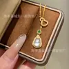Colar de cabaça de jade espuma de água natural por atacado de fábrica, pingente incrustado de prata esterlina s925, design de estilo chinês novo, estilo luxo leve