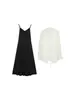 Vestido Preto de Alça Fina de Alta Qualidade Estilo Francês para Mulheres, Perfeito para o Verão, Valoriza Mulheres Plus Size, Conjunto Completo