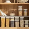 Potes Selados com Tampa de Pressão para Armazenamento de Grãos, Farinha e Cereais, Armazenamento de Cozinha, Caixas de Armazenamento de Cereais, Plástico de Grau Alimentício
