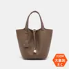 Bolsa de Mão de Couro Genuíno 2026 Novo Estilo Padrão Lichia Bolsa Cesta Couro de Vaca Togo Grande Capacidade Moda para o Dia a Dia Bolsa Saco
