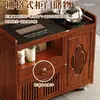 Mesa de Té Móvil para Interiores, Nuevo Gabinete de Té Doméstico Estilo Chino, Tetera, Juego de Té Kung Fu, Carrito de Té Integrado