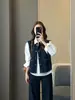 ¡Ponerse capas es imprescindible! Chaleco chaqueta de mezclilla azul vintage estilo ropa de trabajo, cuello redondo, sin mangas, corte ajustado