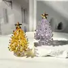 Árbol de Navidad Pequeño de Vidrio Personalizado Estilo Ins, Adorno de Vidrio Giratorio con Detalles Dorados y Brillantina para un Ambiente Festivo de Mesa, Regalo