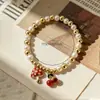 Pulseras de Cuentas Transfronterizas Europeas y Americanas Más Vendidas, Fruta, Cereza, Fresa, Amor, Insecto, Pulseras de Perla Chapadas en Oro, Accesorios para la Mano