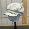 Nuevo gorro octogonal de encaje de lunares dulces con orejas de gato para principios de otoño, gorra de vendedor de periódicos linda y que estiliza el rostro, gorra de artista
