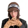 Gorro de Lana Tejido Estilo Fair Isle Lei Feng para Mujer, Gorro con Orejeras de Aviador, Cálido para Exteriores, Ciclismo, Resistente al Frío, Ala Corta, Trenzado