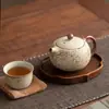 Bule de Chá Cerâmico Vermelho Estilo Wabi-Sabi, Grande Bule Xishi, Recipiente Vintage para Preparo de Chá para Escritório em Casa, Conjunto de Chá Kung Fu com Bule Único