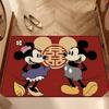 Alfombra de Piso para Boda Dibujo Animado Mickey Felpudo para Puerta de Entrada Boda Alfombra de Puerta Palabra Boda Decoración Festiva Roja Felpudo