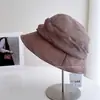 Sombrero de Pescador Plisado Casual para Mujer, Sombrero de Tela para Protección Solar de Verano, Sombrero de Cubo de Mezcla de Lino con Recubrimiento de Protección UV