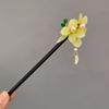 Grampo de cabelo com flor e borla estilo antigo para penteado feminino de alta qualidade, combina com Hanfu, estilo nacional, grampo de passo para a parte de trás da cabeça, adorno de cabeça