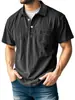 2026 Transfronterizo Sitio Independiente de Amazon Camiseta Casual Versátil Retro de Manga Corta con Cuello de Botones para Hombre de Algodón Puro