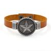Pulseira de couro da moda japonesa e coreana, pulseira de couro com estrela de cinco pontas, pulseira de couro de vaca personalizada masculina, acessórios da moda