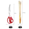 Tijeras de Barbacoa de Acero Inoxidable para Cocina Personalizadas, Tijeras Multifuncionales para Cortar Filetes de Bistec y Pollo, Set Especial para Cortar y Sujetar Alimentos