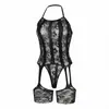 Seducción Nocturna Lencería Sexy Escote Profundo Una Pieza Medias de Malla Tentación Abertura en la Entrepierna Sin Quitarse Vestido de Malla Dropshipping 075