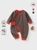 Ropa de bebé de algodón elástico para primavera y otoño, clase A, estilo europeo y americano, bloques de color, mameluco para recién nacidos