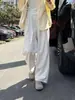 Jeans Holgados de Pierna Ancha de Tencel para Mujer, Verano Delgados de Cintura Alta Sueltos Adelgazantes Caída Suave Pantalones Rectos de Seda de Hielo Hasta el Suelo