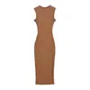 Vestido sin mangas estilo francés para mujer, nueva colección 2026, sexy, que se ajusta a la figura, tejido de alta elasticidad, bodycon, con abertura