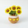 Girasol de Lana Tejido a Mano Terminado Simulación Planta en Maceta Soleado y Brockish Flor Falsa Adornos de Escritorio
