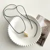 Ins Coreano Simples Corda de Couro Pingente de Gota Colar Longo Novo Estilo Cool Corrente de Suéter Moda Joia Versátil Casual