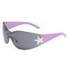 Nuevas Gafas de Sol Europeas y Americanas Y2K Milenio Chica Popular Sin Marco Pentagrama Una Pieza Estilo Aviador Protector Solar Gafas de Sol para Mujer