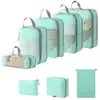 Set de 10 Bolsas de Almacenamiento de Viaje de Compresión Cuidadosamente Seleccionadas, Bolsa de Almacenamiento de Malla con Cordón para Empacar por Separado, Bolsa Organizadora para Equipaje, Maquillaje y Artículos de Tocador