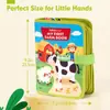 Tablero de aprendizaje de fieltro, libro de granja para despegar y pegar, tablero ocupado educativo de aprendizaje temprano DIY para niños, libro emergente de animales de cuentos de iluminación