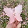 Pinza de mariposa de primavera y verano, pinza de pelo translúcida esmerilada para la parte trasera de la cabeza, pinza de tiburón para tocado