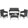 Promoção de Pronta Entrega de Conjunto de Cadeira e Mesa de Rattan Trançado para Jardim, Conjunto de Quatro Peças de Mesa e Cadeiras de Rattan para Varanda de Villa ao Ar Livre