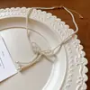 Collar de Cadena con Lazo de Flor de Verano y Perlas, Cadena de Cuello de Lujo Ligero de Nicho, Collar de Perlas, Joyería de Collar, Sentido de Alta Gama para Mujer