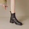 Botines Chelsea de estilo británico con suela gruesa y tacón robusto para mujer, nuevo estilo otoño e invierno 2025, botas estilo Martin con forro de felpa