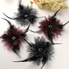 Chica Cool Sa Pluma Oscura Diamantes de Imitación Gasa Ligera Flor DIY Diadema Pin Tocado Broche Flor de Disfraz Accesorios