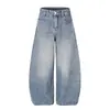 Jeans retro americanos con perlas de imitación en pierna curva para hombre y mujer, 2026 corte holgado casual de pierna ancha, pantalones largos versátiles y estilizados