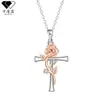 Knn-1105 Colar Cruz Rosa de Luxo Leve de Alta Qualidade, Joias Transfronteiriças Que Não Desbotam, Acessórios
