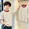Camiseta base de rayas para niño, de algodón puro, manga larga, estilo nuevo para primavera y otoño