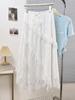 Costuras Twill Malla Encaje Irregular Suave Falda Pastel Blanca Jerárquica de Hada 9453 Falda