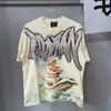 2025 Nova Moda Verão Europeia e Americana Marca Tendência Roupa de Casal Masculina e Feminina Tamanho Grande Lavada Desgastada Camiseta de Manga Curta Camiseta Jovem