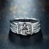 Anillo de negocios para hombre, nuevo, creativo, plateado, estilo coreano, personalidad, moda, chapado en platino, boda, dominante, anillo de diamante, regalo para novio