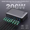 Cargador Transfronterizo Multicolor de Nitruro de Galio 200W 20V5A Estación de Carga Universal de Alta Potencia para Teléfonos Móviles, Tablets y Laptops
