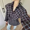 Exportação Transfronteiriça de Roupas Femininas Europeias e Americanas Novo Estilo de Moda 2026: Conjunto de Três Peças com Xale, Cintura de Amarrar e Camisa de Manga Longa Xadrez