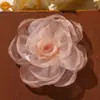 Casa de Flores da Primavera Menina Fada Linda Gaze Leve Botão de Rosa DIY Gentil Presilha Lateral Elástico de Cabelo Adorno de Cabeça Broche Acessórios de Roupa