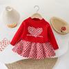 Vestido de camisola infantil feminino bebê outono e inverno novo grande amor jacquard vestido de malha moda coreano pulôver comércio exterior