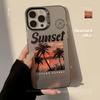 Capa Coconut Grove Sunset para iPhone 16 Adequada para 15 Pro Max, 12, Apple 13, Sensação Vintage de Luxo, 17 à Prova de Choque Tendência